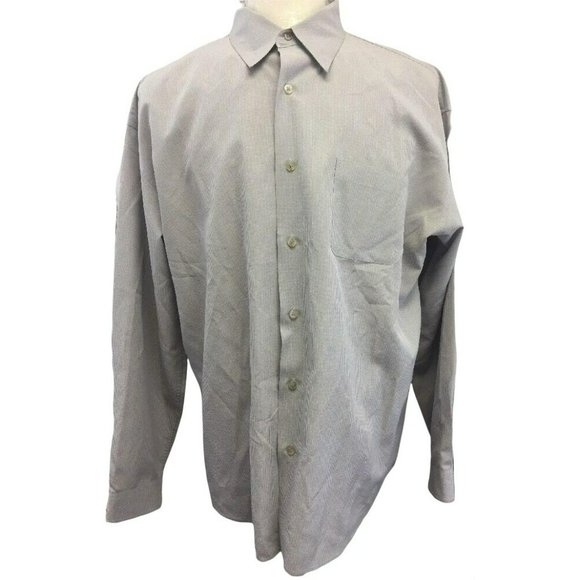 Pronto Uomo Mens Dress Oxford Shirt Tan Size XL Button L/S Tan Grey Checked - Picture 1 of 12